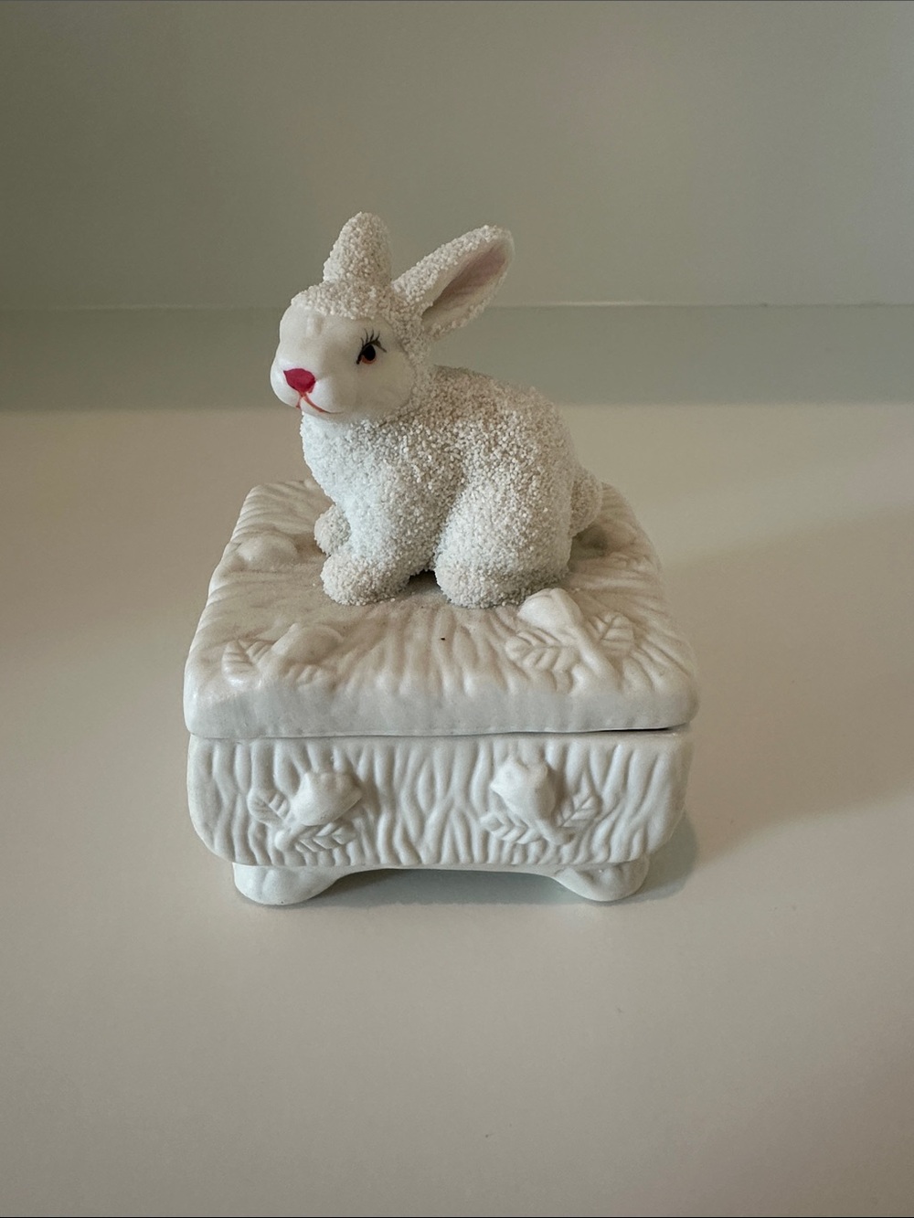 White Ceramic Bunny Trinket Box